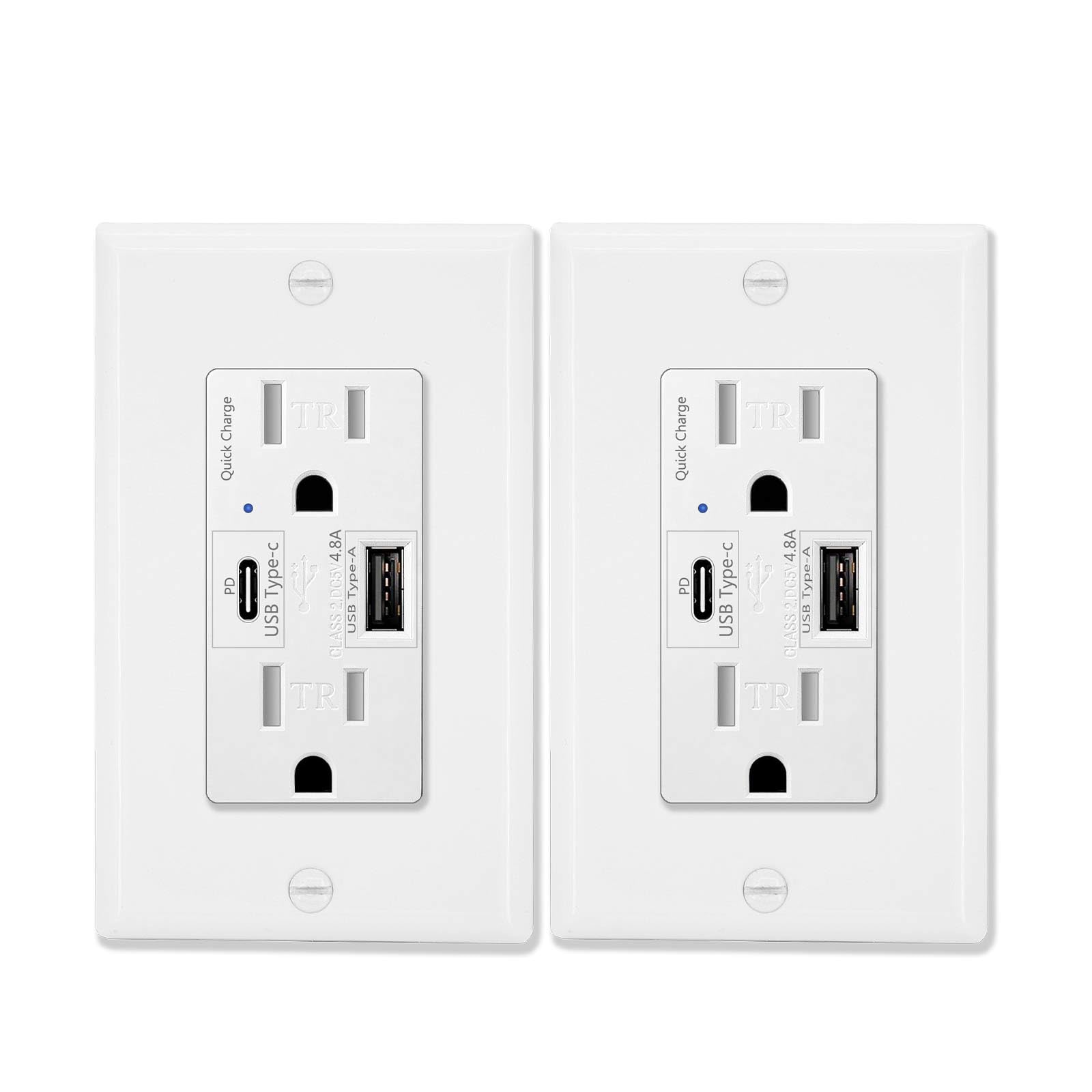 20 Amp GFCI Outlet, Tamper-Resistant GFI Receptacle With LED Indicator, Self -Test Ground Fault Circuit Interrupter, Decorator Wall Plates And Screws Included, UL Listed, White5 Pack - View #3