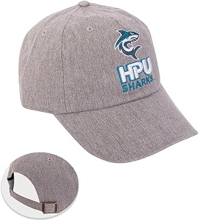 Desert Cactus Hawaii Pacific University Baseball Hat Sharks HPU Brimmed Embroirderd Cap Adjustable Cloth Strap Adult (Style A) Grey