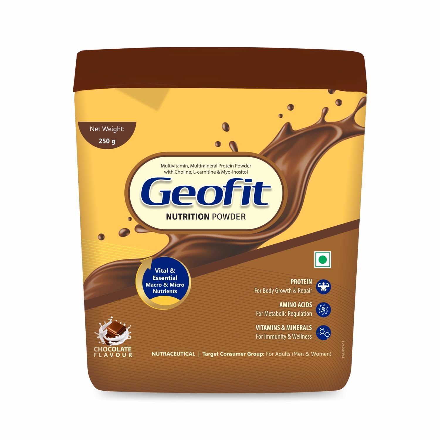 Geofit Nutrition Powder | Delicious Chocolate Flavour | High-Calorie Protein Powder for Better Immunity & Health | Helps Build Muscles for Men & Women Pack of 2 -(250g each)