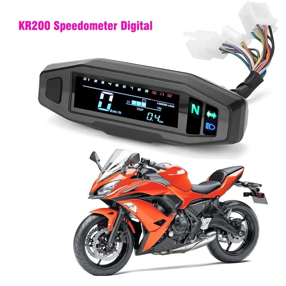 Moto Contachilometri 12000 RMP kmh/mph Mini contachilometri digitale universale Tachimetro Contagiri indicatore di marcia Scooter moto per KR200