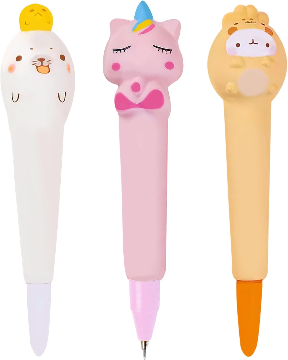 KatchOn, Squishy Pen Gifts for Classroom - 3 Pcs | Kawaii Kpop Pens, Cute Gel Pens for School, Office Desk | Back to School Supplies, Pastel Colors Fine Point Smooth Writing, Journaling, School
