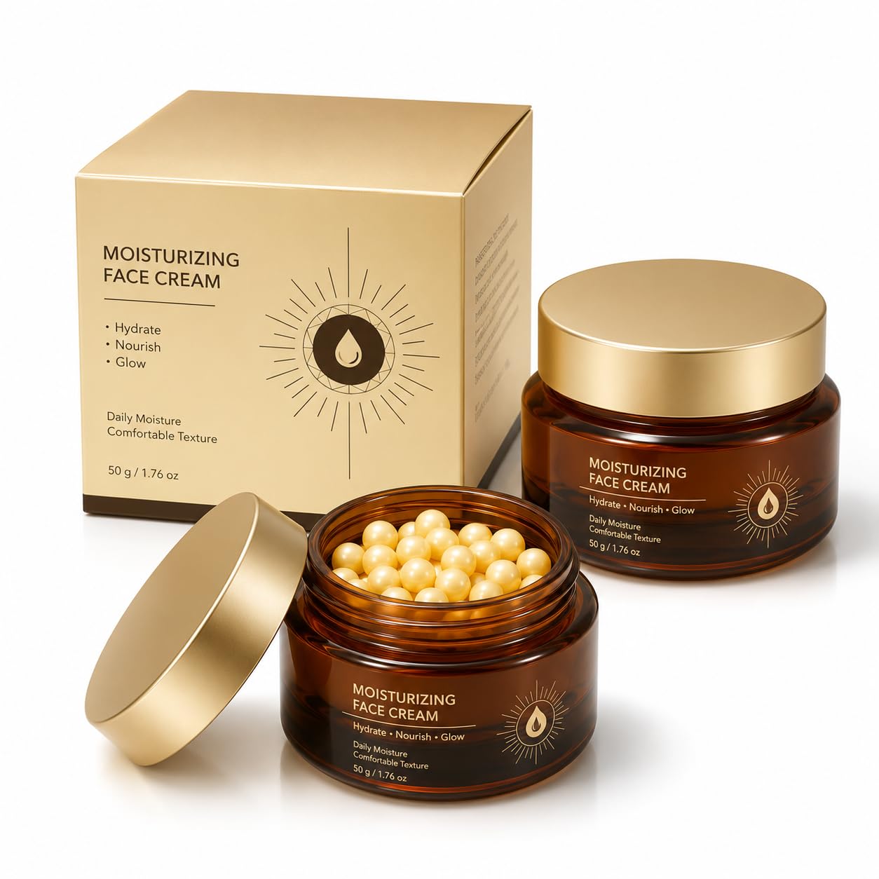 Daily Moisturizing Face Cream, Lightweight Facial Moisturizer, Comfortable Texture, Everyday Skin Care Cream for All Skin Types, 50g (1PCS Moisturizing Face Cream)