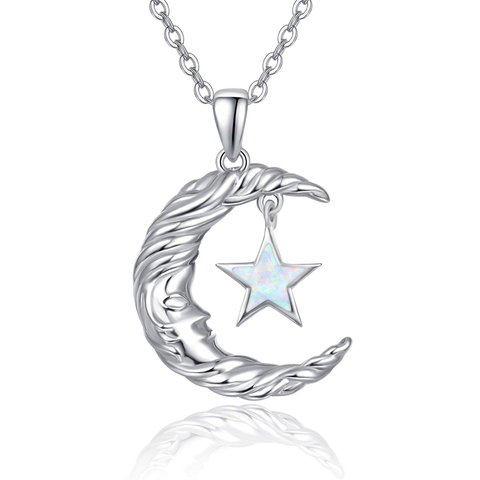 Abigymoon Star Necklace For Women S925 Sterling Silver Crescent