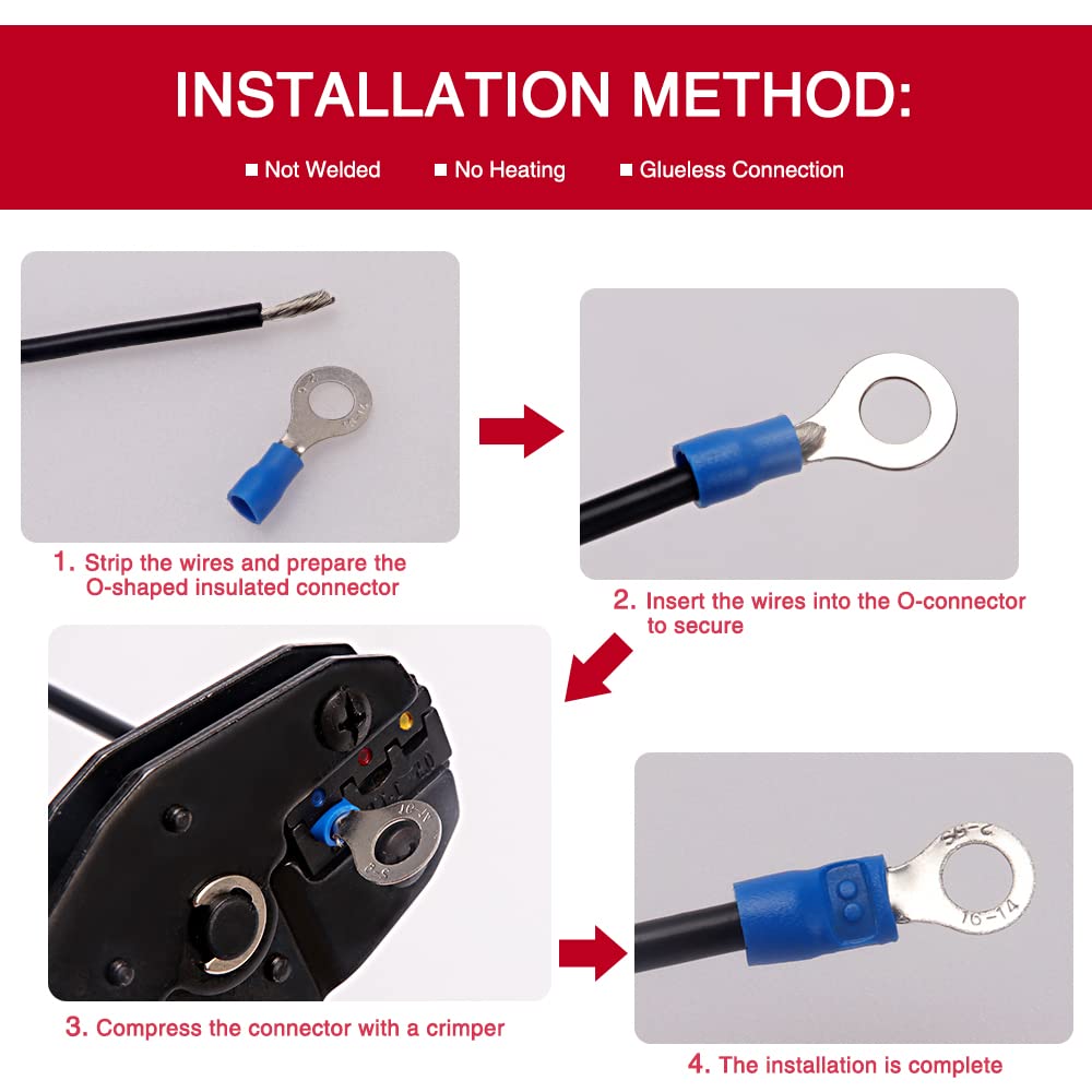 YIXISI 245 Pieza Ring Conectores Eléctricos, Insulated Wire Conector Crimp Terminal, Terminales de Crimpado