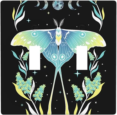 Miniatura 2 de Placa de pared para interruptor de luz de palanca, cubierta doble para interruptor de luna y polilla, tamaño de 2 segmentos, 4.5 x 4.5 pulgadas