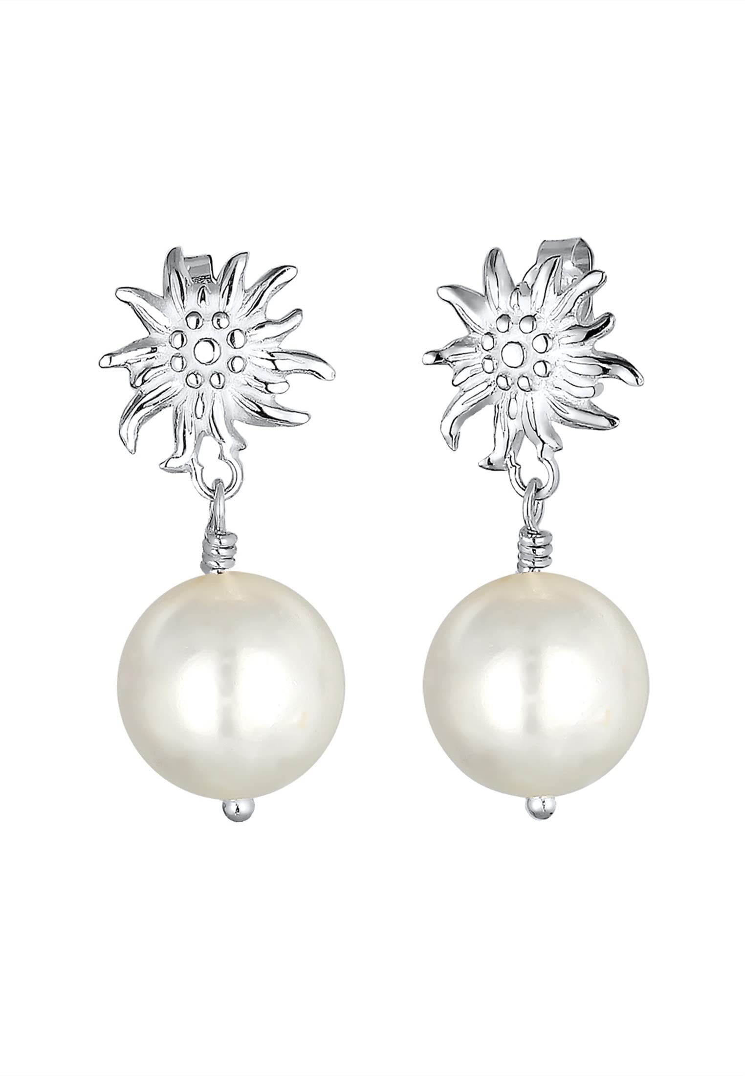 Elli Earrings Ladies Earrings Edelweiss Dirndl with shell pearl in 925 Sterling Silver