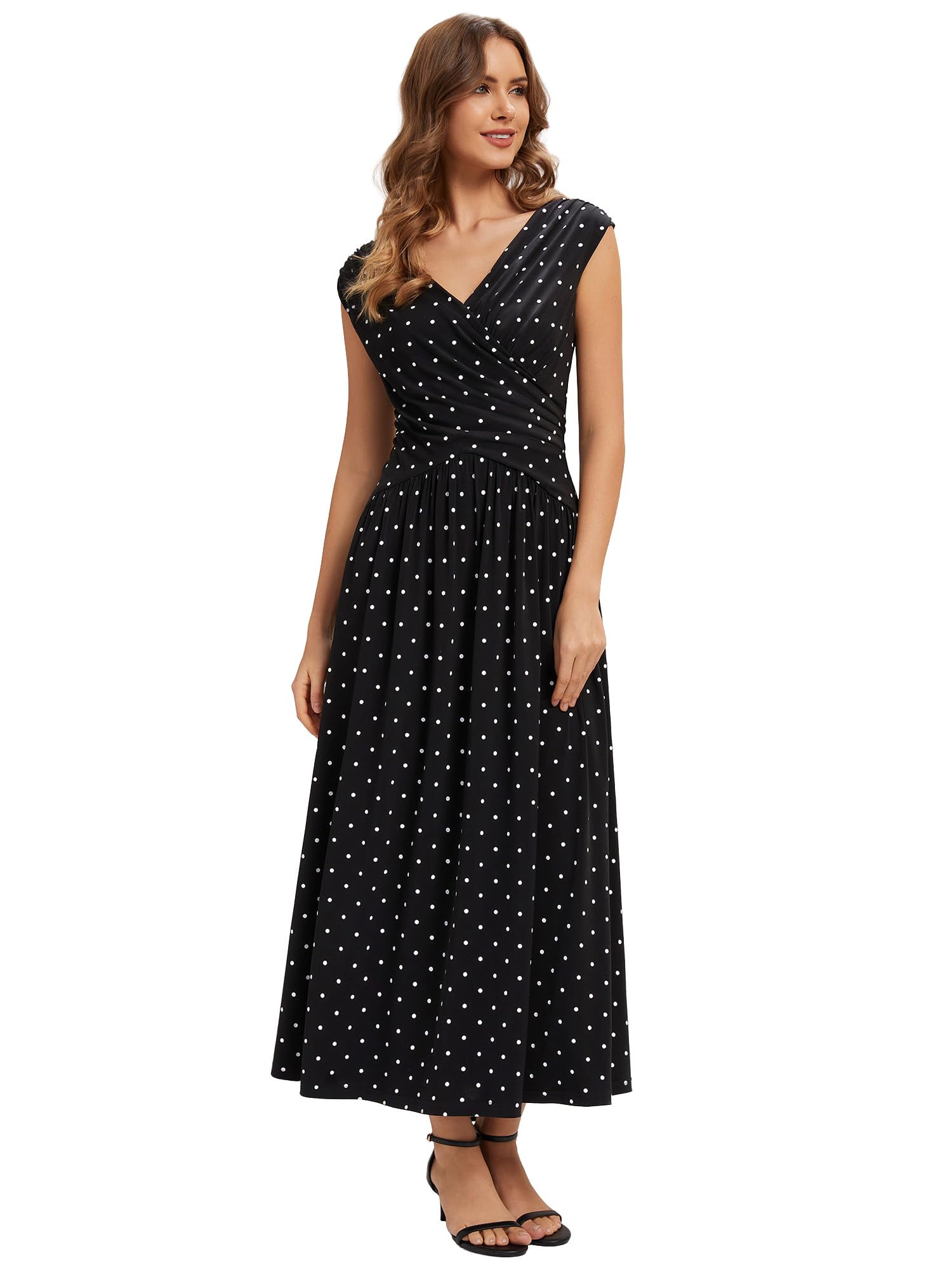 Ever-Pretty Robes d'Invité de Mariage Col en V sans Manche Tricot Maxi Robe Droite EG02734