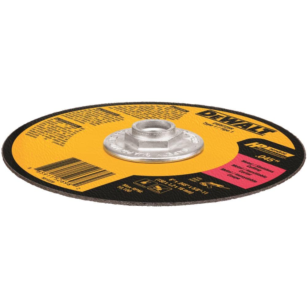 DEWALT DW8725H 6-Inch Aluminum Oxide Cutoff Wheel - .045 X 5/8-11 HP For Metal Cutting - View #14