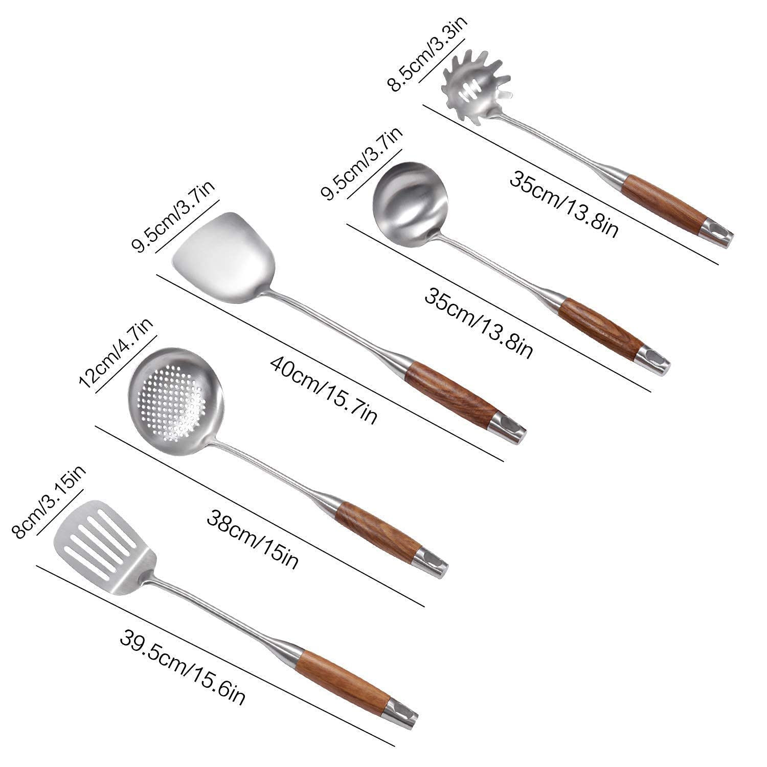 IQCWOOD - Set di utensili da cucina, 5 pezzi, in acciaio inossidabile, gadget da cucina, set di utensili da cucina, set di utensili da cucina, regali di inaugurazione della casa
