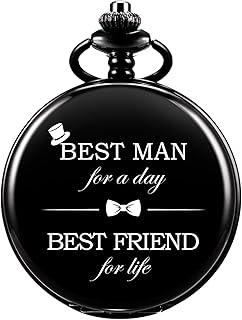 Personalized Engraved Groomsman Pocket Watch Quartz Fobwatch - Groomsman Gifts for Wedding | Best Man Gifts - Engraved Best Man Pocket Watch Wedding Gift+Gift Box