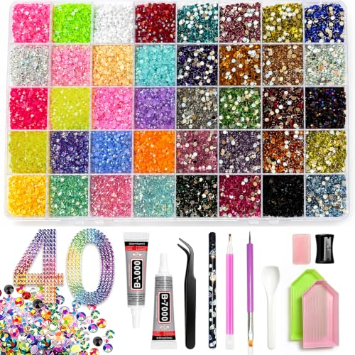 Anbrie Bedazzling kit 38000Pcs Resin Jelly 40 Non-Repeating Colors 3mm Gems | In...