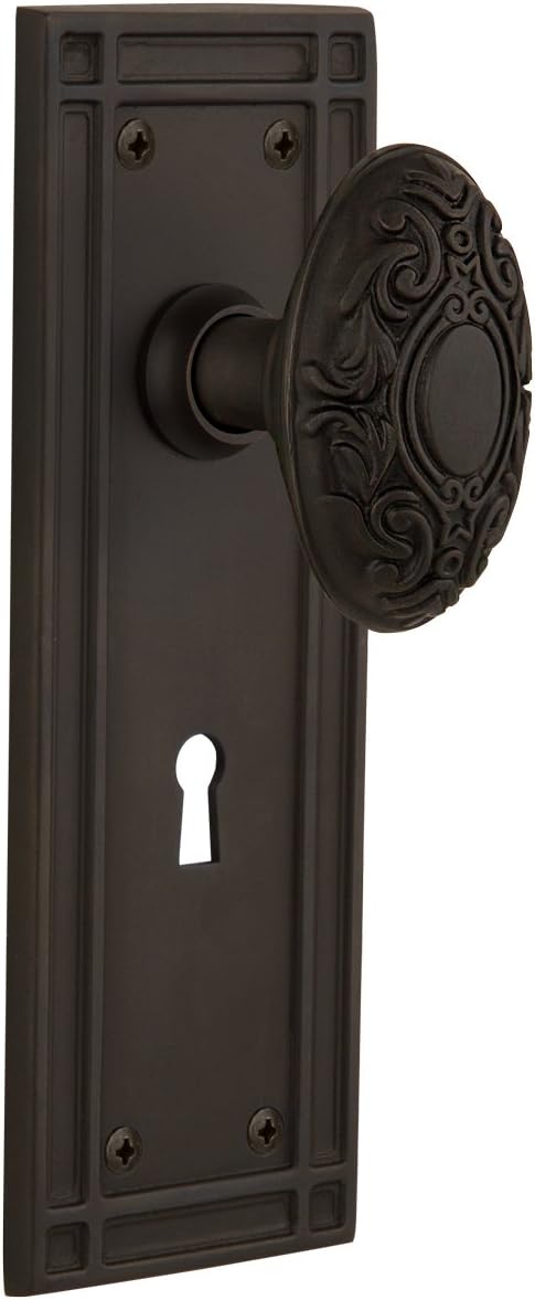 Nostalgic Warehouse Mission Plate with Keyhole Victorian Knob, Single Dummy, Oil-Rubbed Bronze