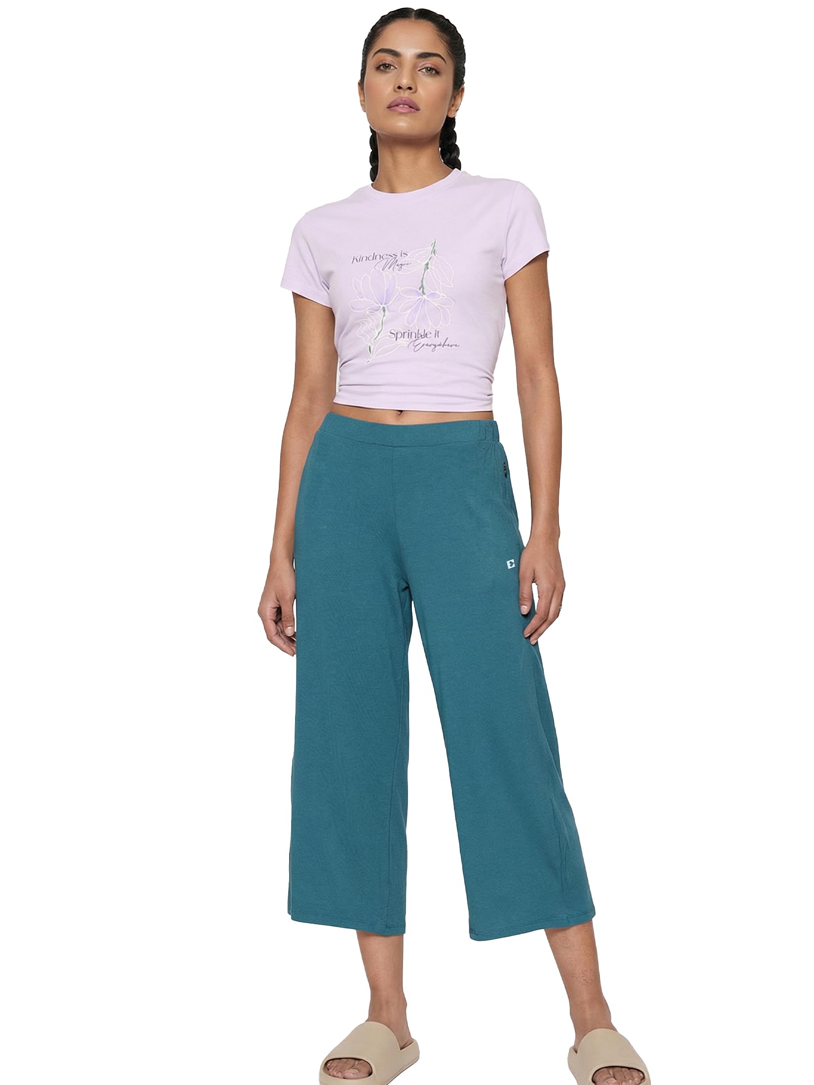 Enamor Mid Rise Crop Length Slip on Shop in Culotte for Women - Relaxed Fit, Super Soft - E064-image-27
