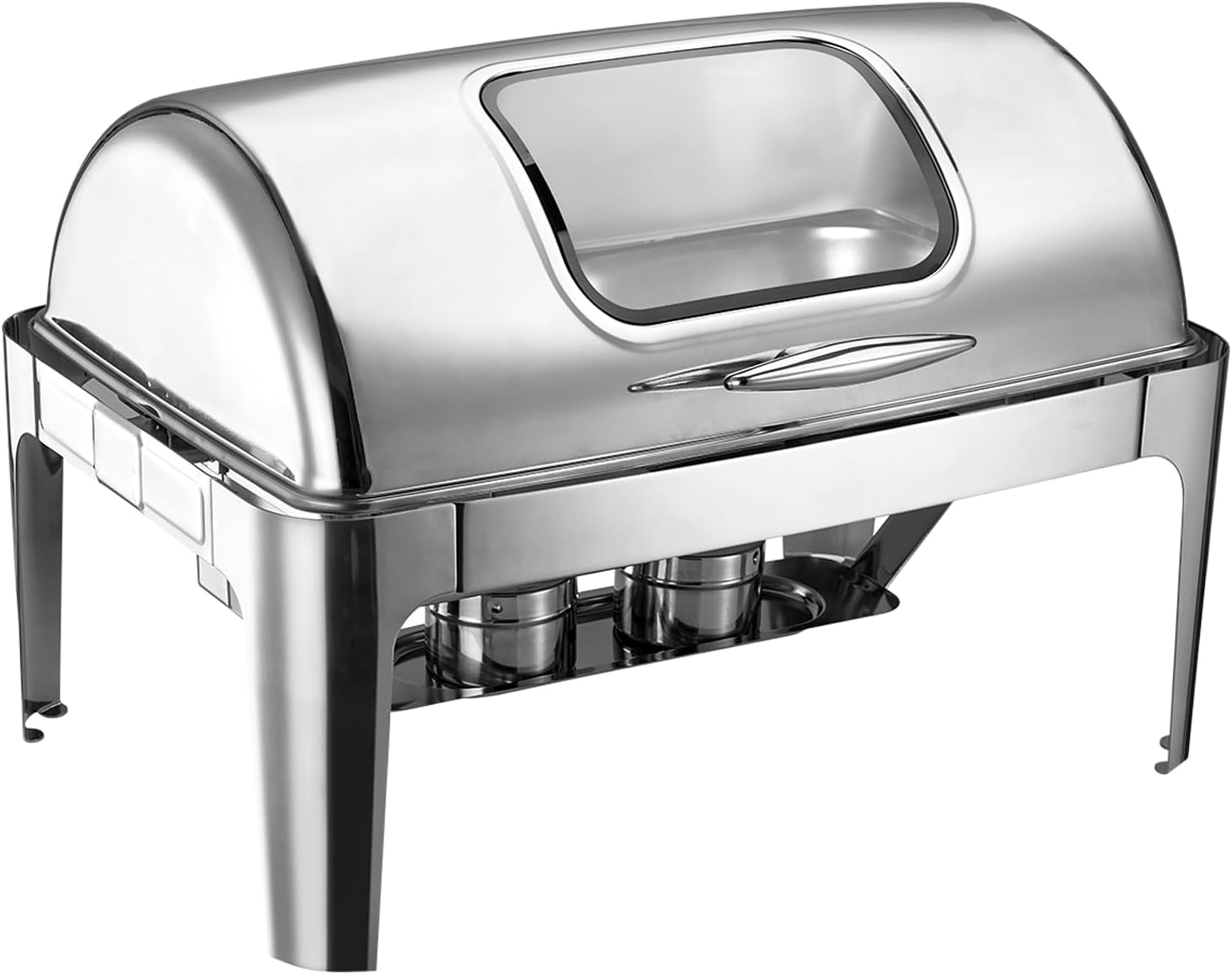 GarveeHome Roll Top Chafing Dish Buffet Set, 9 Qt Stainless Steel Chafer with Viewing Lid Buffet Servers and Warmers Set Warming Tray for Wedding, Parties, Banquet, Catering Events