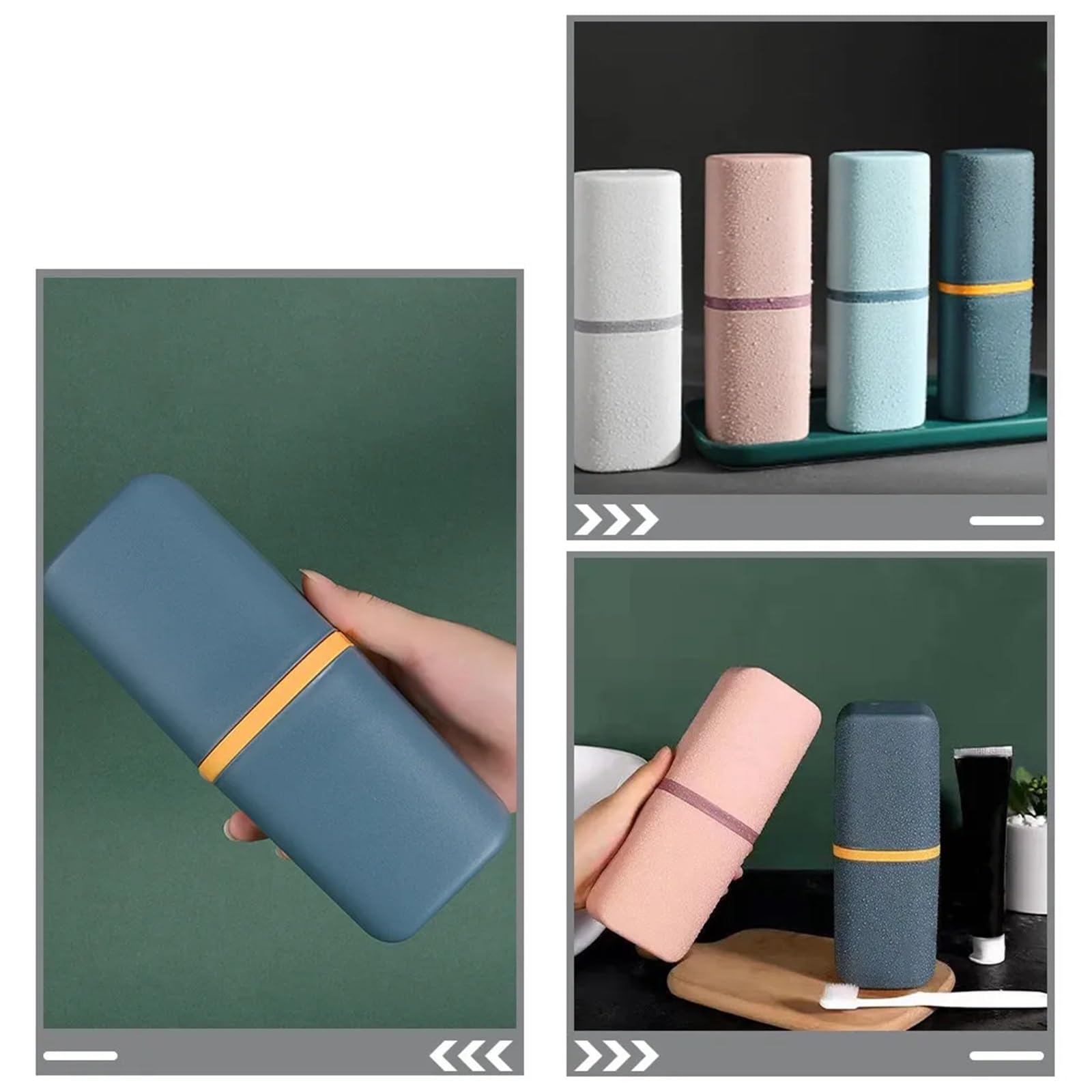 Estuche para Cepillos Portavasos portátil for cepillos de Dientes, dispensador Pasta con Tapa a Prueba Fugas, Viaje, 4 Uds
