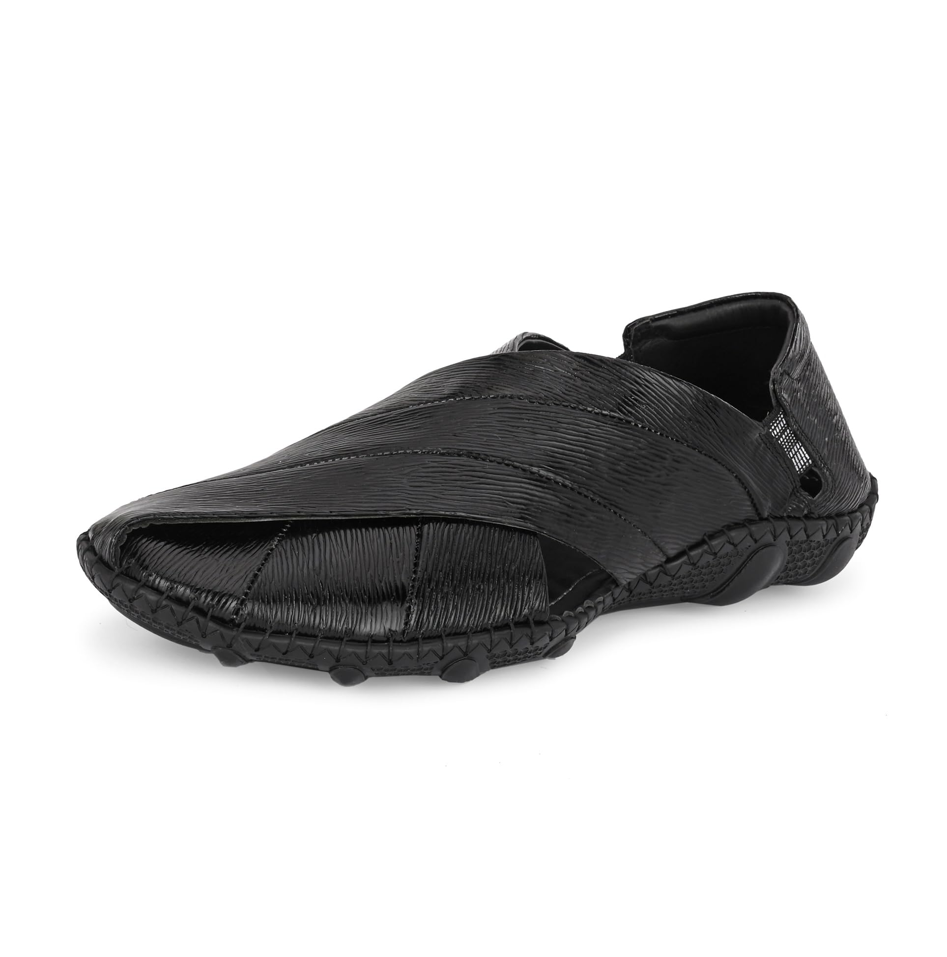 HITZ Mens Black Leather Slip-On Shoe Style Sandals - 5 (B0C71FKZY6) Amazon Price History, Amazon Price Tracker