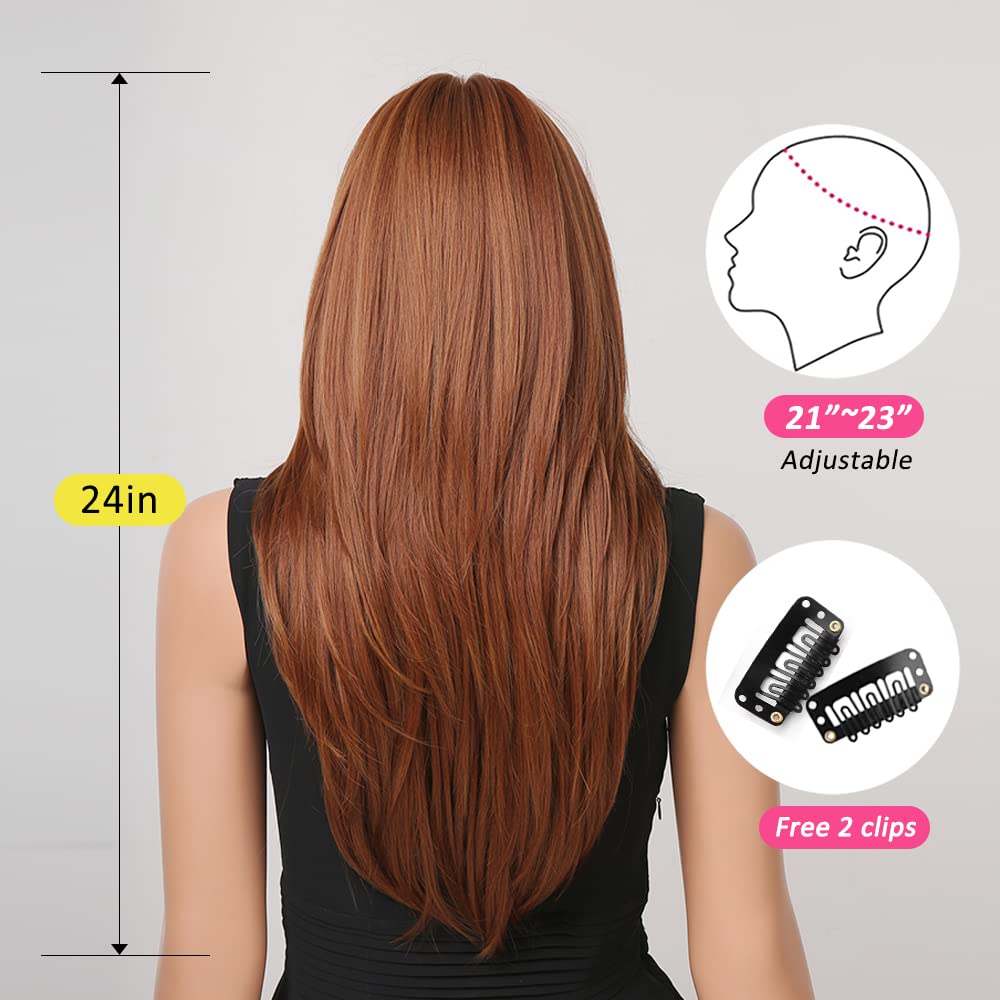Parrucca Lunga Ondulata Marrone Per Donna | Capelli Sintetici Termoresistenti | Cosplay, Halloween, Uso Quotidiano