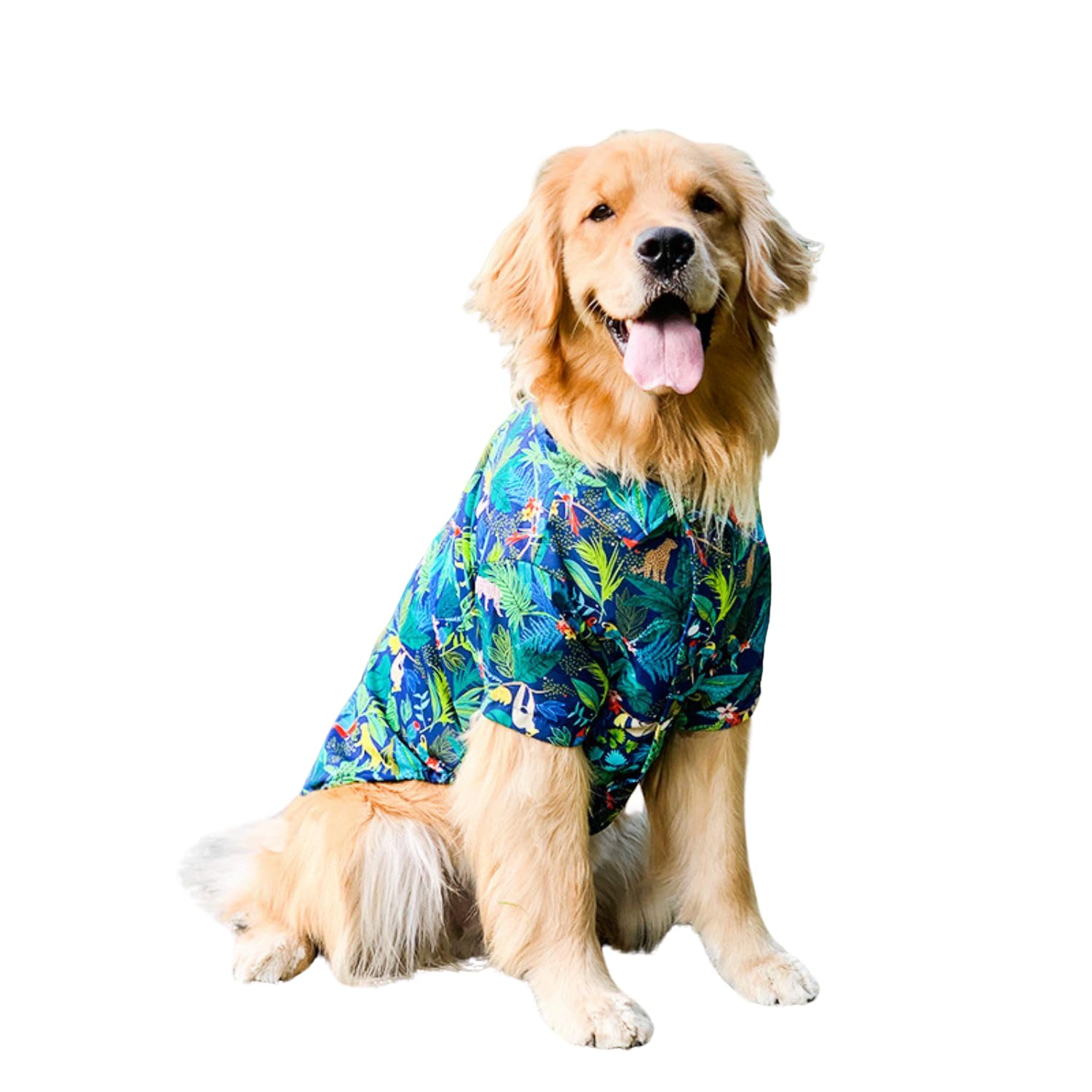 Dog Hawaiian Shirt, Summer Pet Clothes Cool Breathable Costume Beach T-shirt for Medium Large Dog_7XL(Dark Blue)