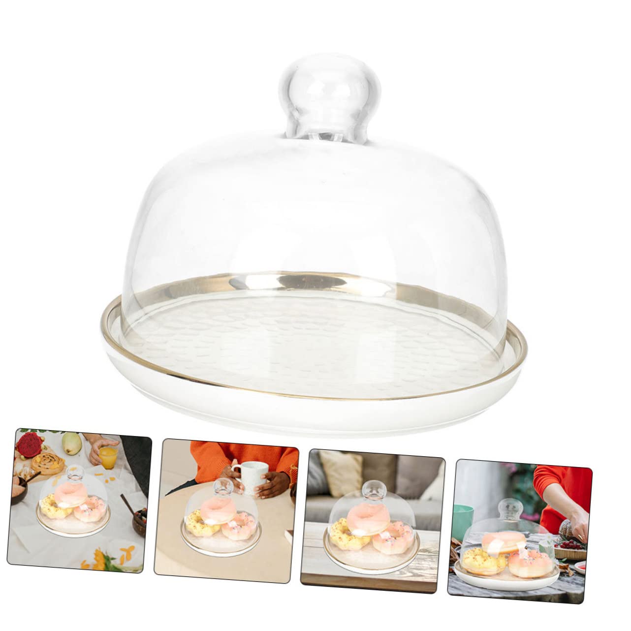 SECFOU Plato De Postre Bandeja Para Servir Alimentos Para Fiestas Con Tapa De Transparente Bandeja Para Guardar Pasteles Para Pasteles Con Tapa