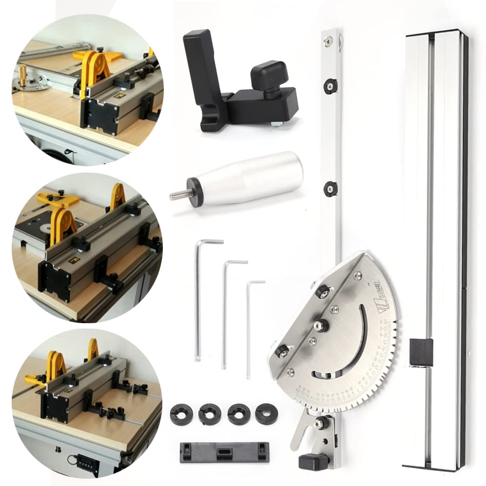 Jauge d'onglet de 450 mm avec jauge professionnelle - Scie circulaire de table avec jauge - Cordon réglable Flip Stop pour scie de table/routeur - Accessoires de souverain