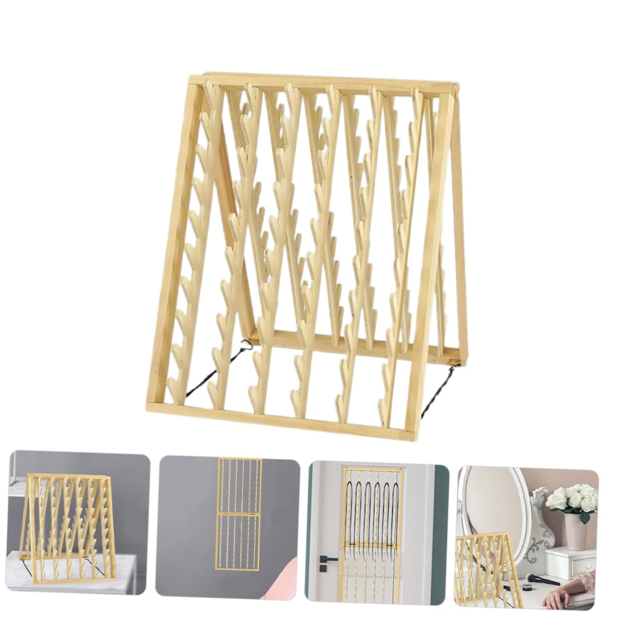 Baluue Estante de Madera Beige Diseño Montado en Pared y Ahorro de Espacio Organizador de Herramientas para Trenzar el Cabello para Peluqueros Profesionales