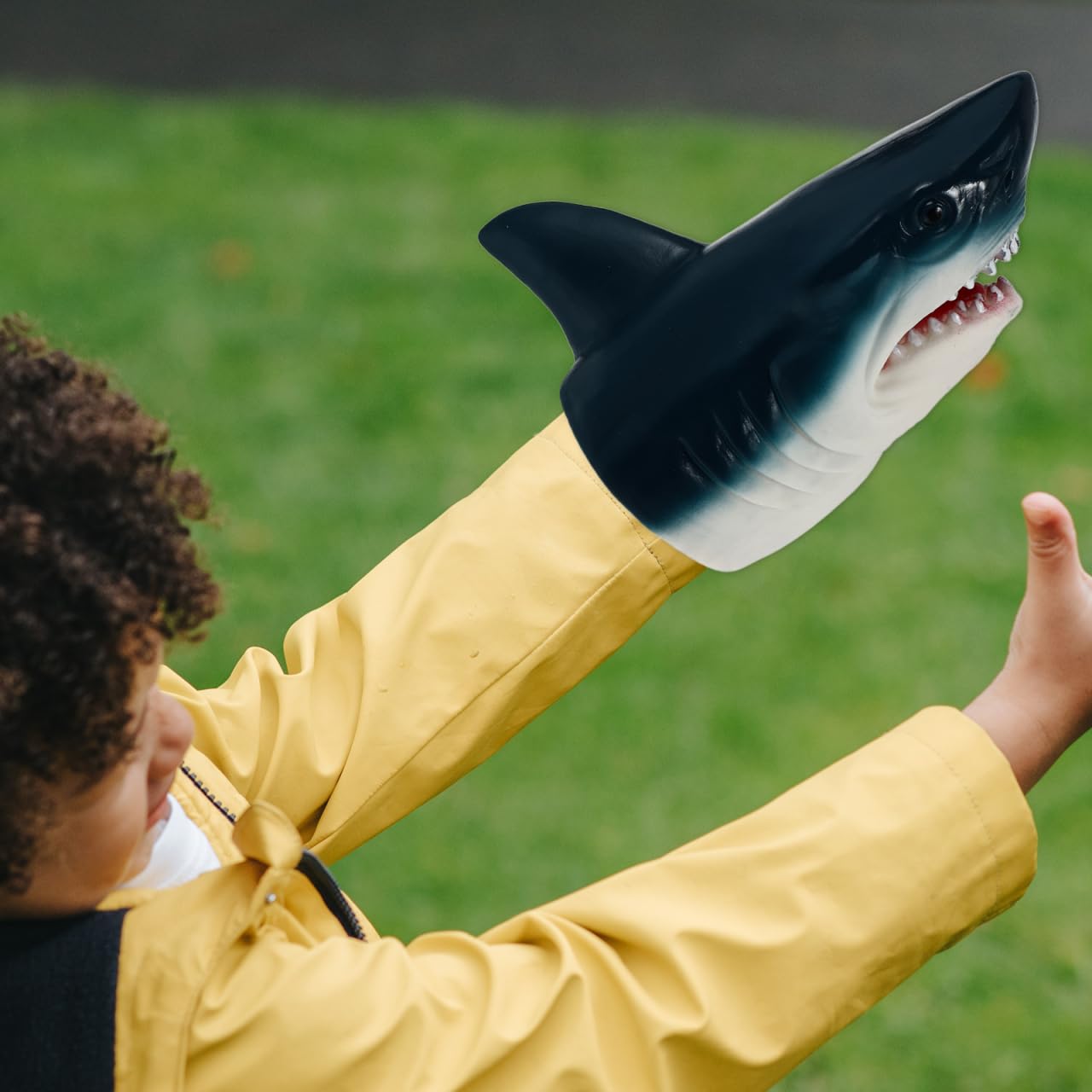 Toyvian Marionnettes Requin - 2 Pièces Tête de Requin Réaliste en Caoutchouc Souple de Jeu de Rôle pour Enfants Jouet Éducatif pour Histoires Spectacles et Anniversaires