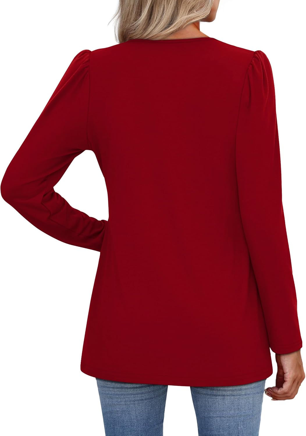 WIHOLL Womens Tops Long Sleeve Fall Shirts Babydoll Peplum Tops for Women V Neck Tunic Dressy Casual Blouses