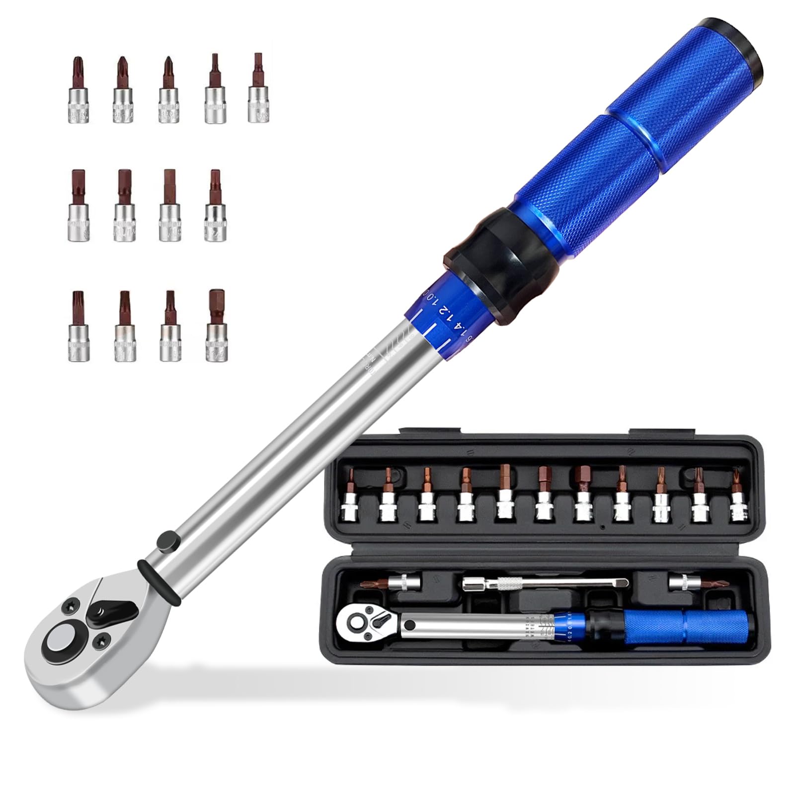 Llave Dinamométrica 1/4'' pulgadas, ±3% Precisión, Llave de Torque 2-24 Nm para cambio de neumáticos y motocicletas, juego de llaves de torque