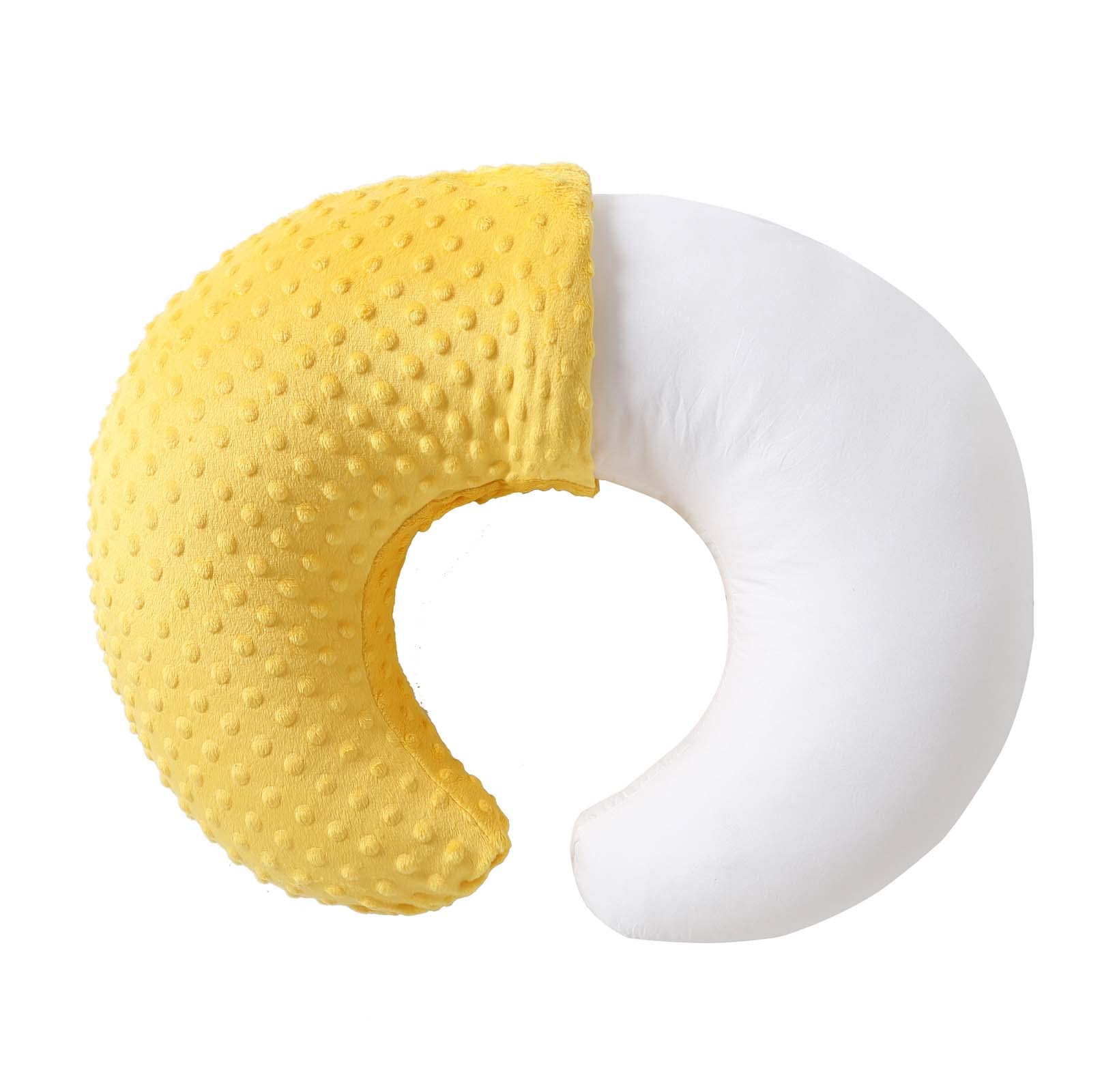 QUENESS Nursing Pillow and Positioner, Breastfeeding, Bottle Feeding, Baby Sitting Support with Removable Ultra Soft Cover, Tummy Time Support for Baby Boys and Girls (Yellow)