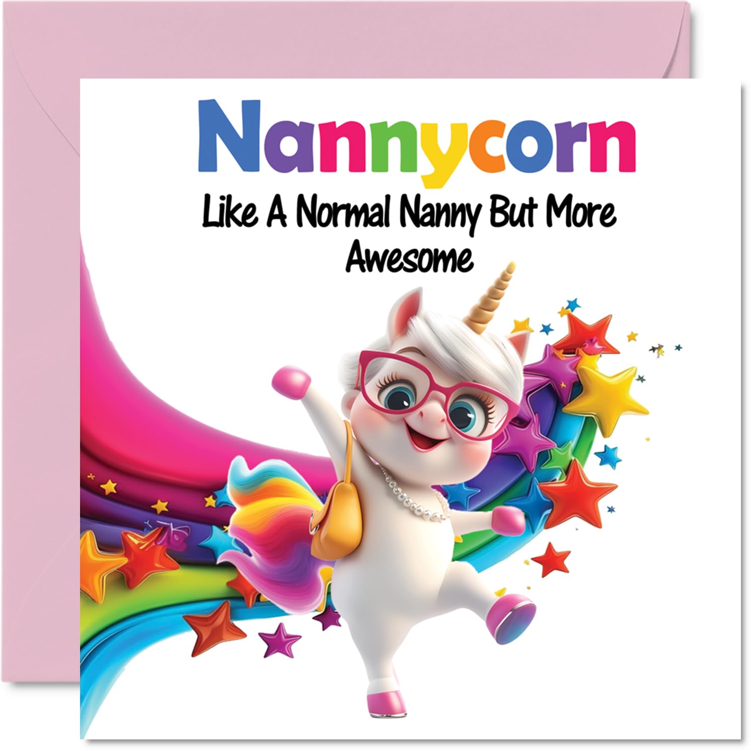 Nanny Birthday Card - Awesome Nannycorn - Happy Birthday Card for Nanny Nan from Grandson Granddaughter, 145mm Unicorn Bday Greeting Cards