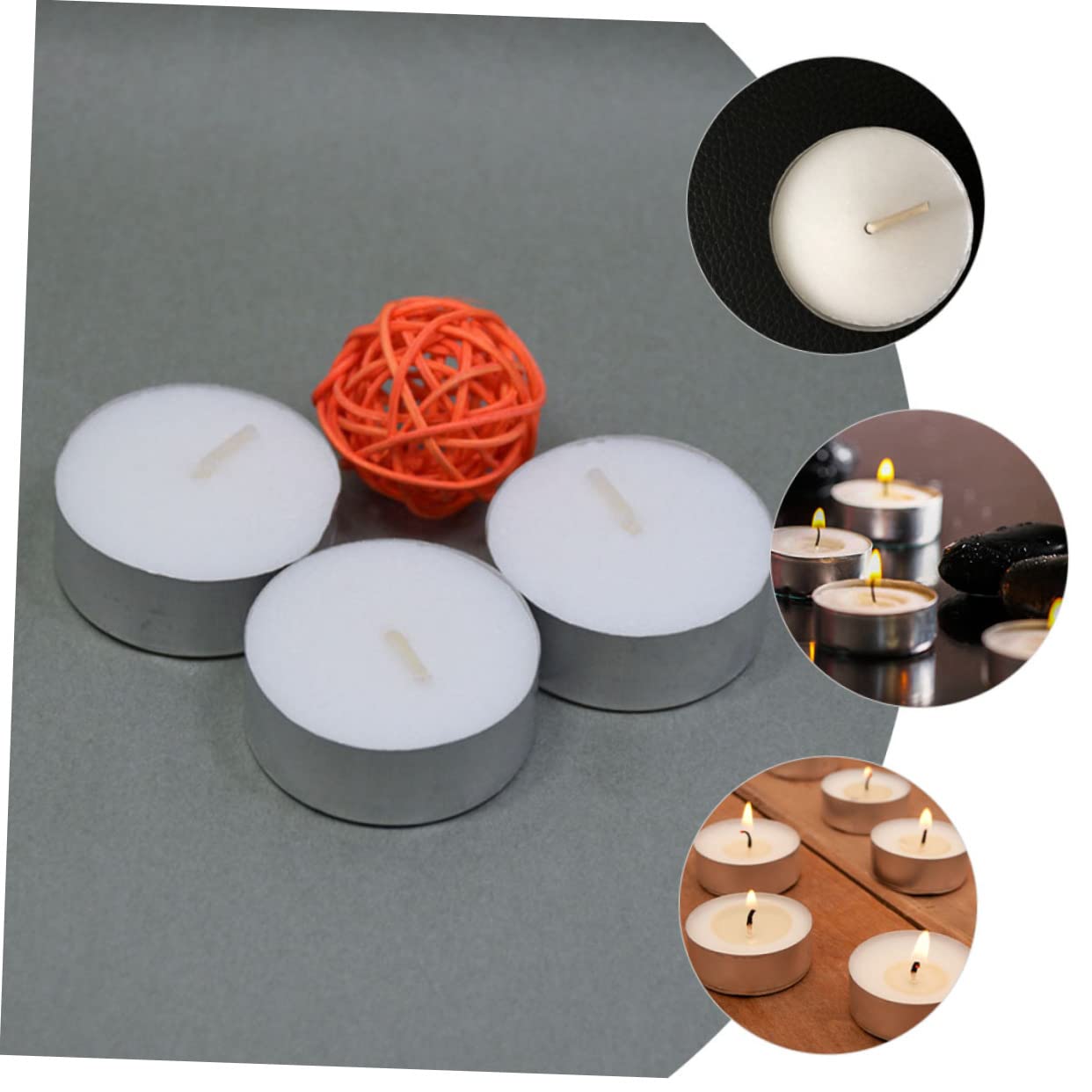 SHERCHPRY 100 Velas de Té sin Humo Larga Duración, Redondas, Cera y Aluminio, Hogar y Oficina