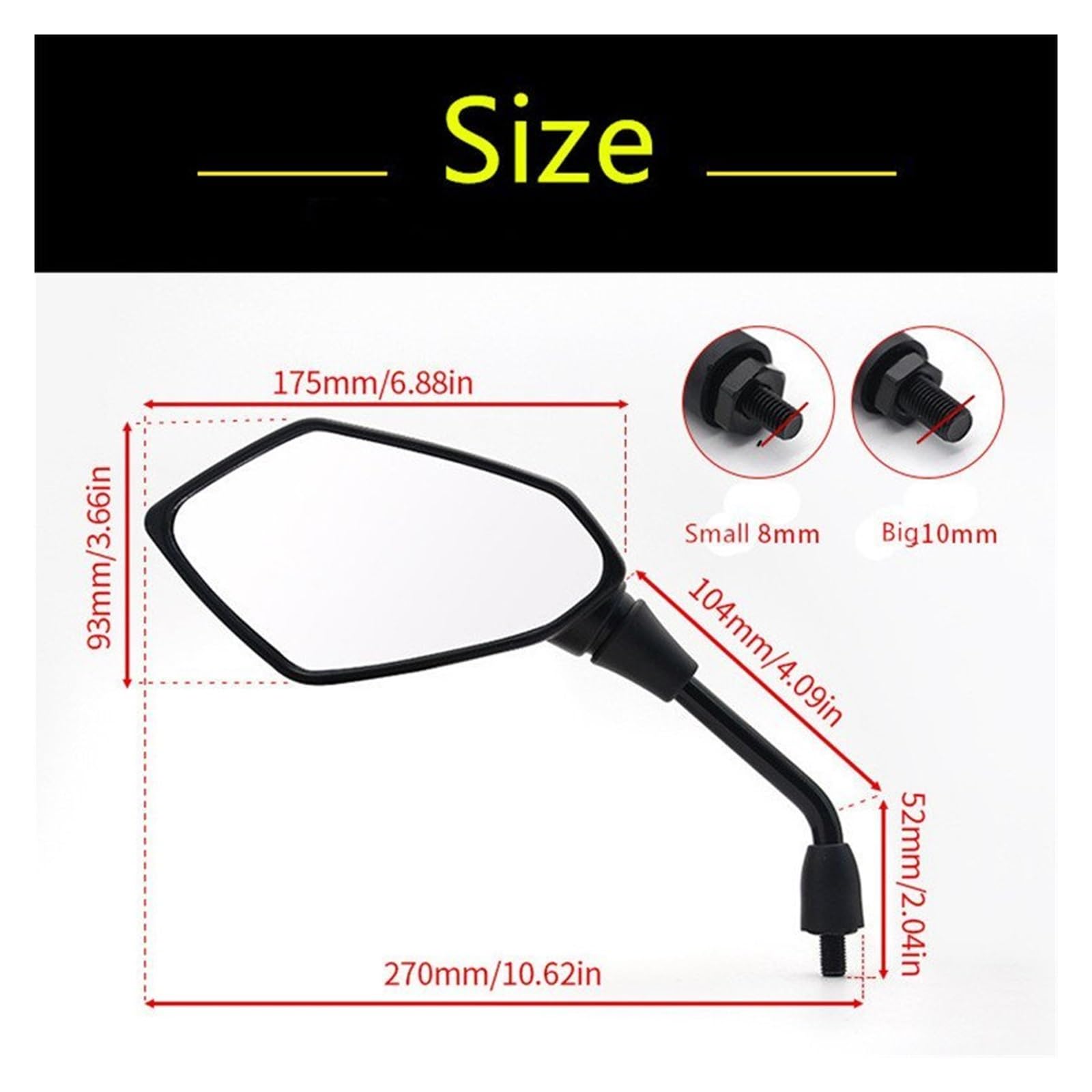 Specchietto retrovisore per Moto,specchietto retrovisore Convesso da 8/10 mm,2 Pezzi/Coppia,per Scooter,Motocross,specchietti retrovisori,specchietti retrovisori Posteriori per Bici,elettromeccanici