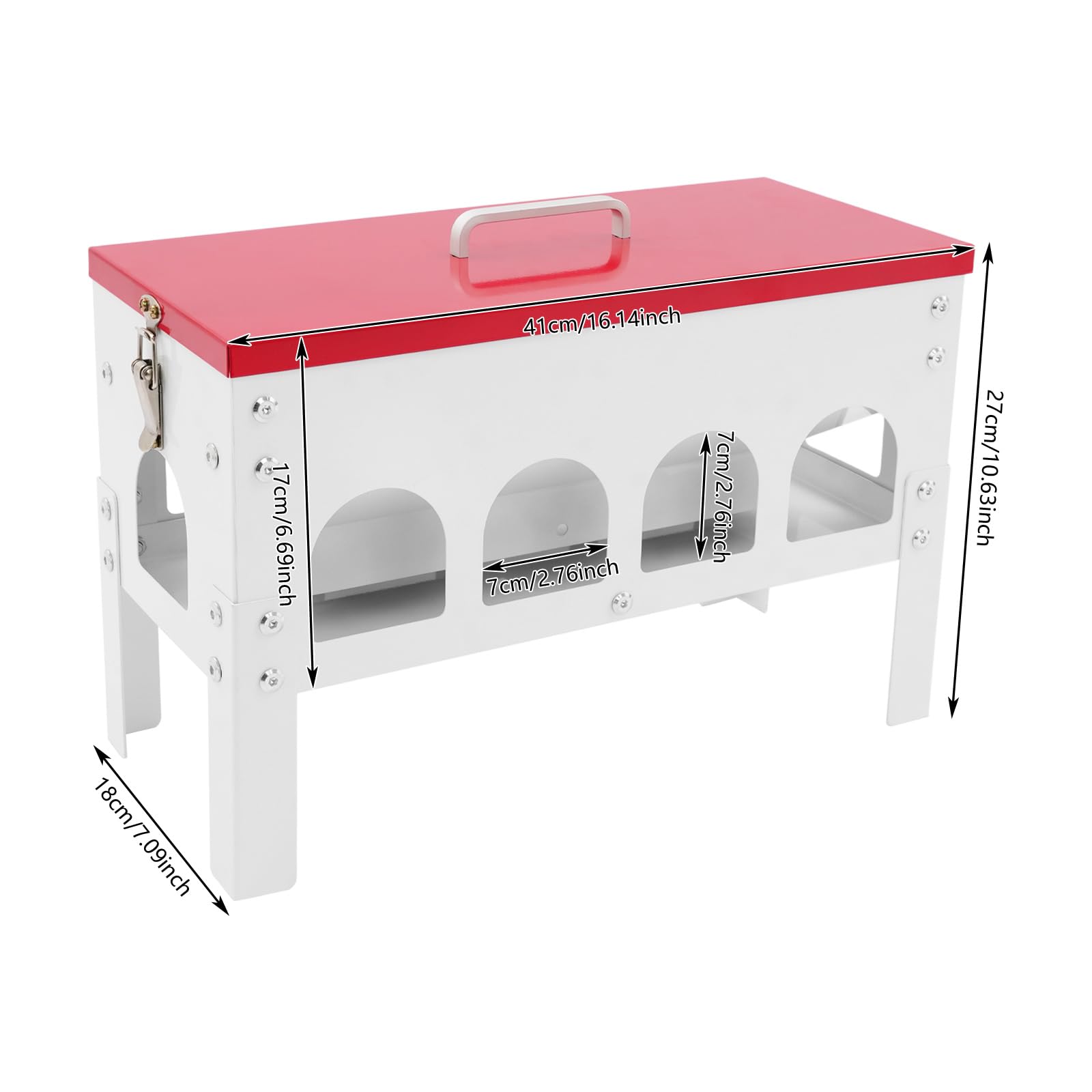 Comedero automático para pollos, 10 L, hierro, bebedero automático para pollos con 10 puntos de alimentación y tapa, accesorio grande para gallinas, comederos para aves de corral, pollos, patos