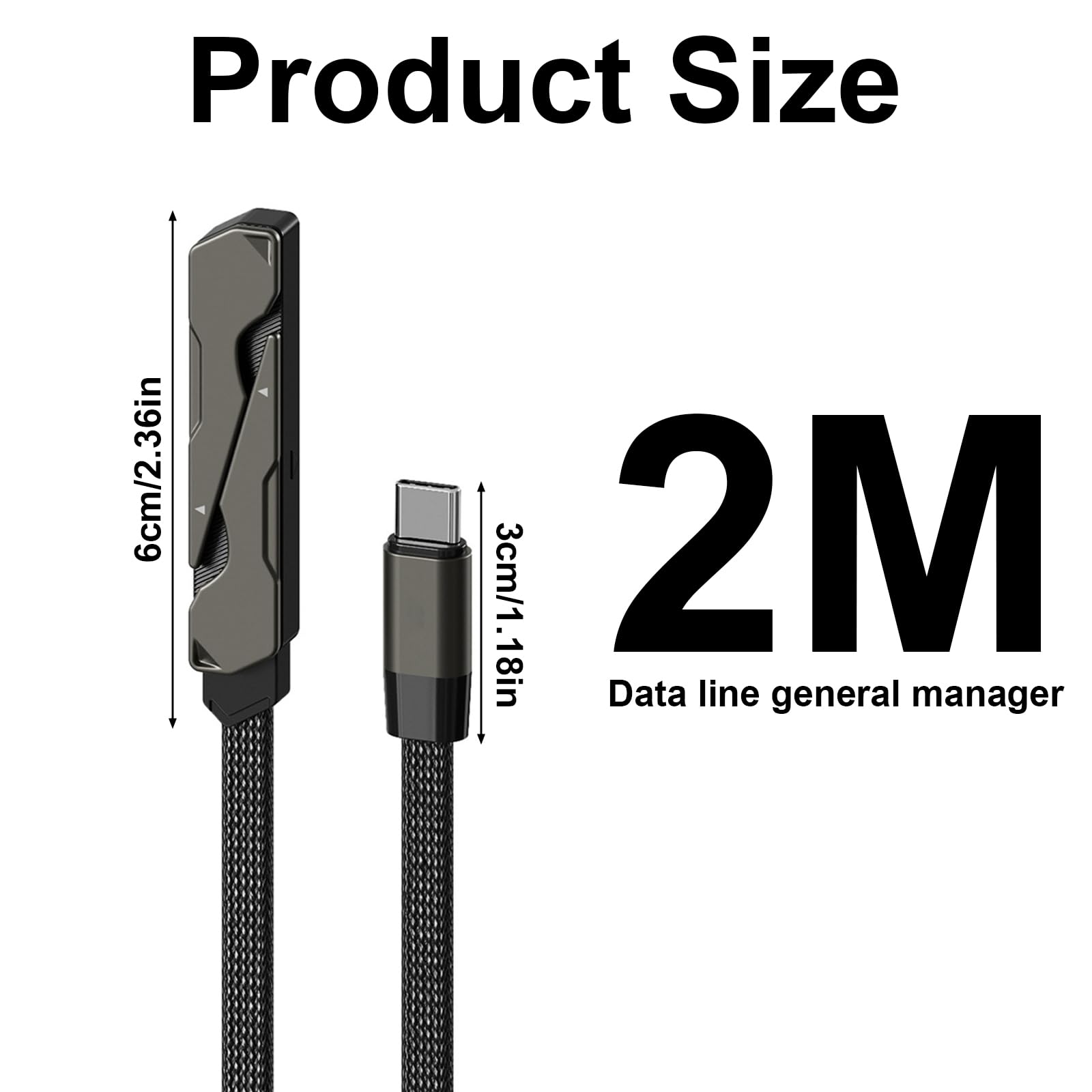 Caricatore invisibile 2in1 per telefono, 2M Caricatore Telefono Laterale, Ricarica Rapida 240W, Caricatore Laterale Tipo C con supporto per telefono integrato, per smartphone, tablet, giochi e ufficio - 3
