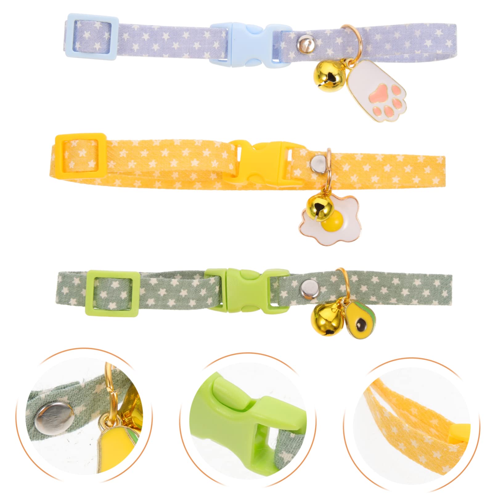 Happyyami 15pièces Collier pour Chat Ajustable avec Pendentif Avocat De Colliers Doux pour Animaux Avocat Œuf Plat Patte De Chat Bleue