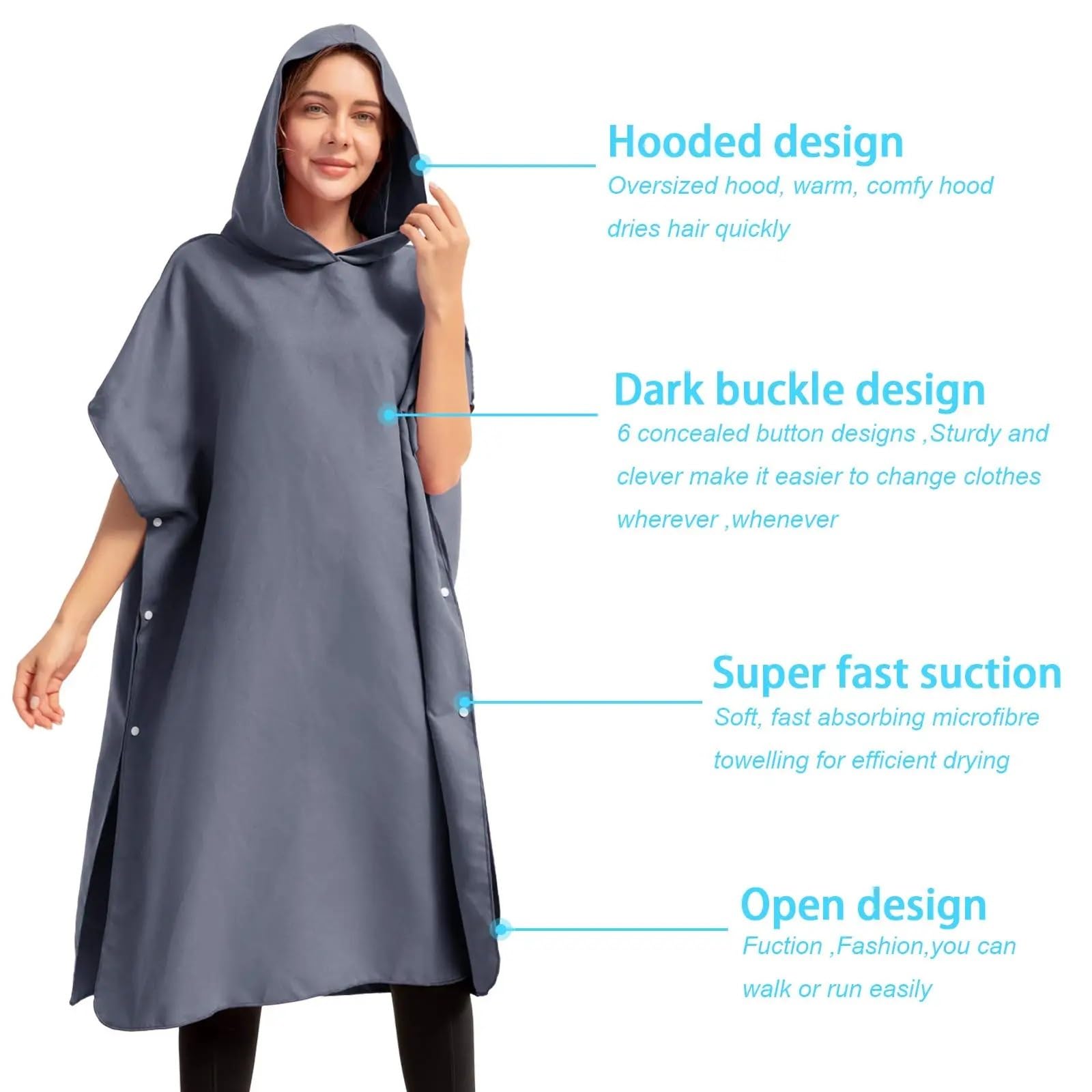 Handtuch-Poncho Kapuzenhandtuch Männer Frauen Schwimmen Strand Reise Schnelltrocknend Wickelmantel Cape Badetuch Bademantel Surf Poncho