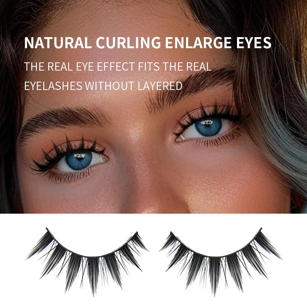 AKARA Ciglia Finte Naturali 7 Paia 3D Ciglia Finte False Eyelashes Visone Artificiale (3D-BN12)