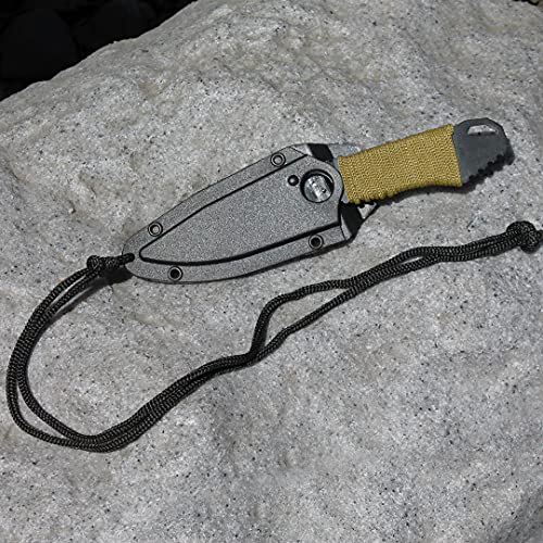 Rtek 6.75" Tactical Fixed Blade Cord Wrapped Knife With Abs Sheath | Combination Serrated Blade Heavy Duty Locking Sheath With Paracord For Outdoor, Survival, Edc, Camping, And Every Day Carry #TOP3
