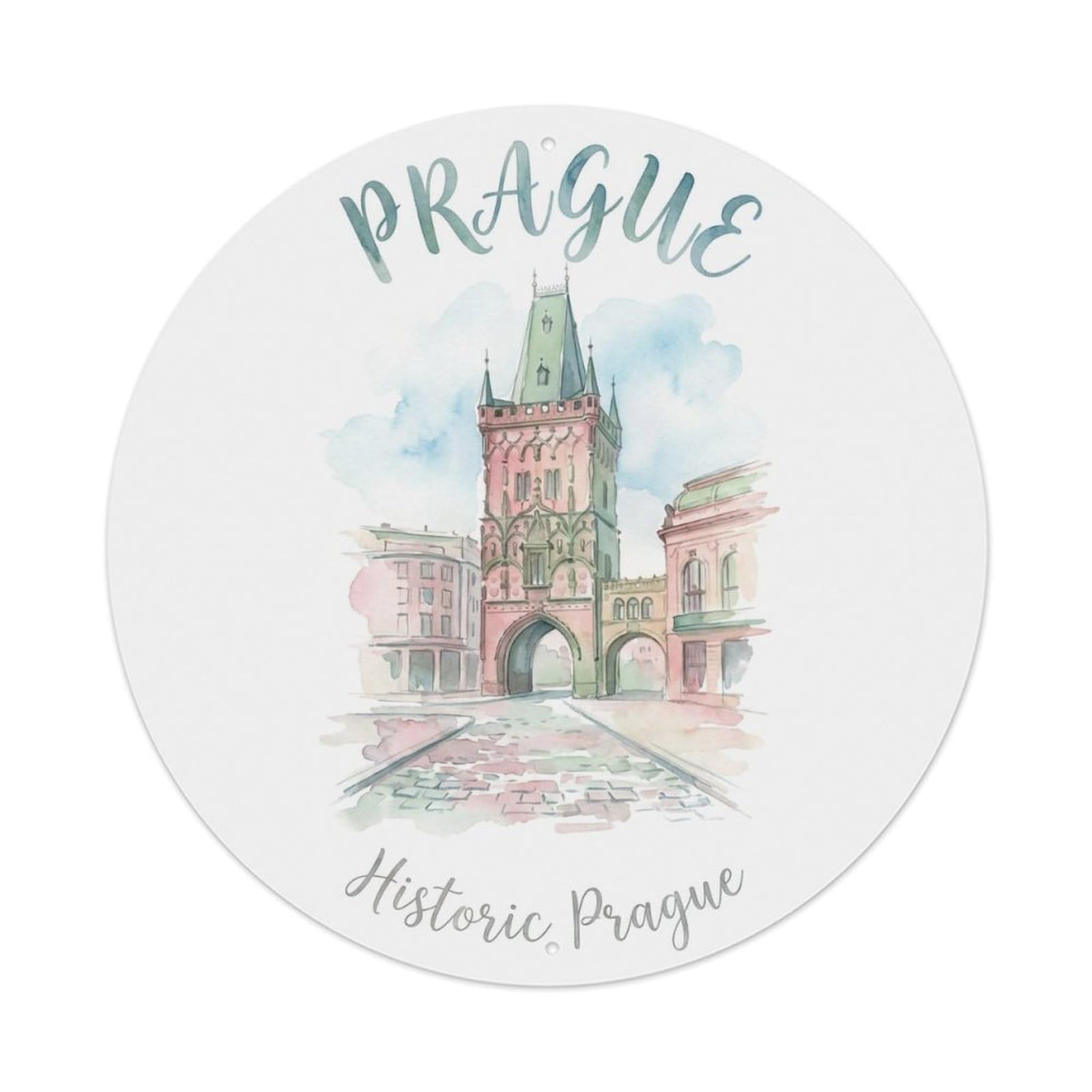 Yrnq 8X8inch Vintage Style Vintage Travel Prague Czechia Stroll Metal Tin Sign