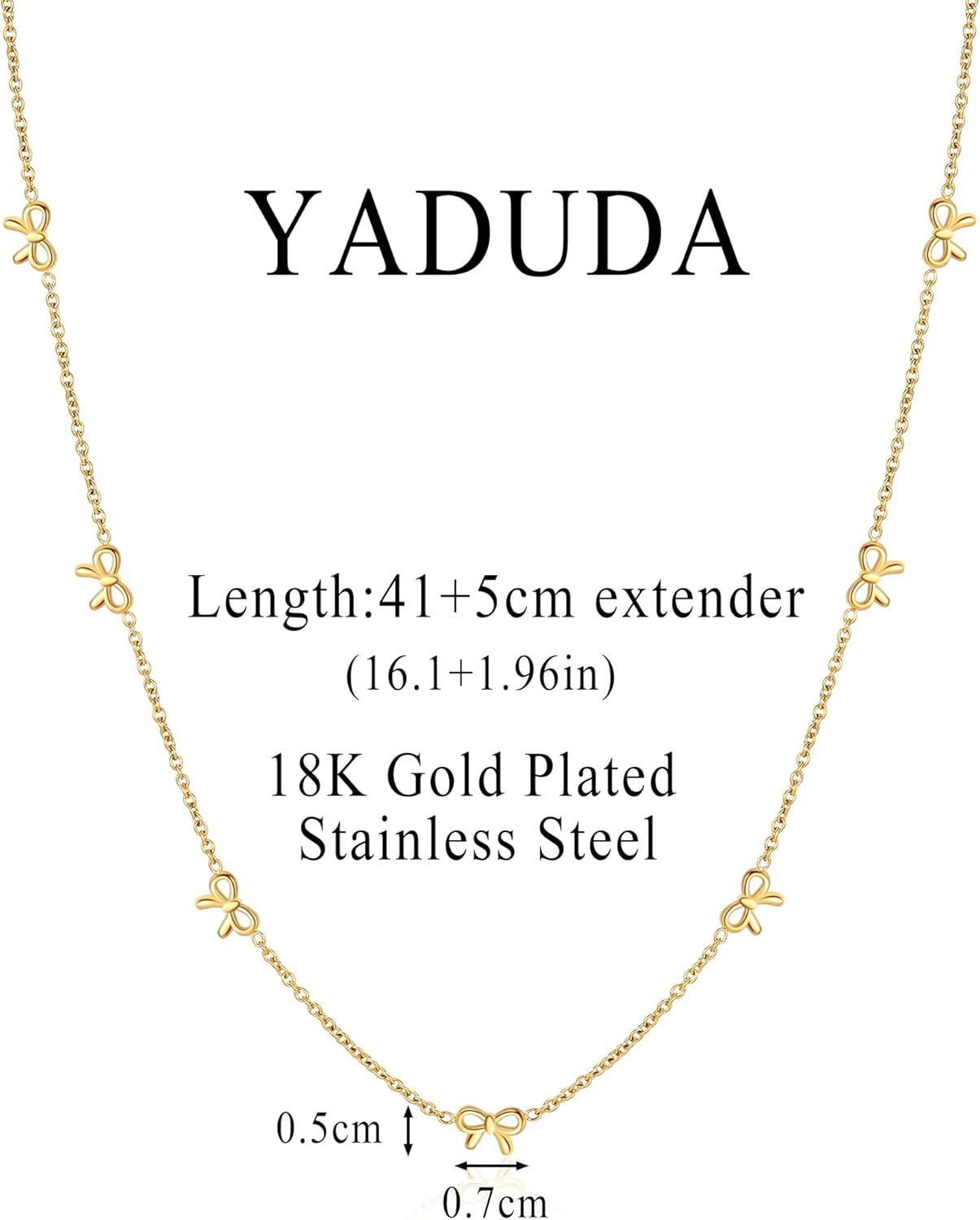 YADUDA Gold Bow Necklace for Women 18K Gold Plated CZ Dainty Bow Pendant Choker Necklace Cute Small Tiny Bow Station Choker Chain Necklace Trendy Jewelry Gift - Image 4