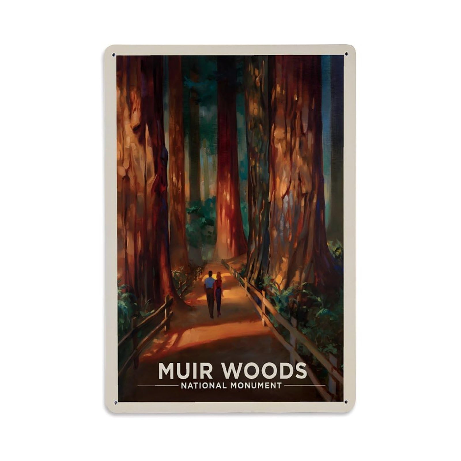 Vintage Travel Poster MUIR WOODS NATIONAL MONUMENT Metal Tin Sign Wall Decor for Cafe, Club, Garden Metal Poster 8x12Inch