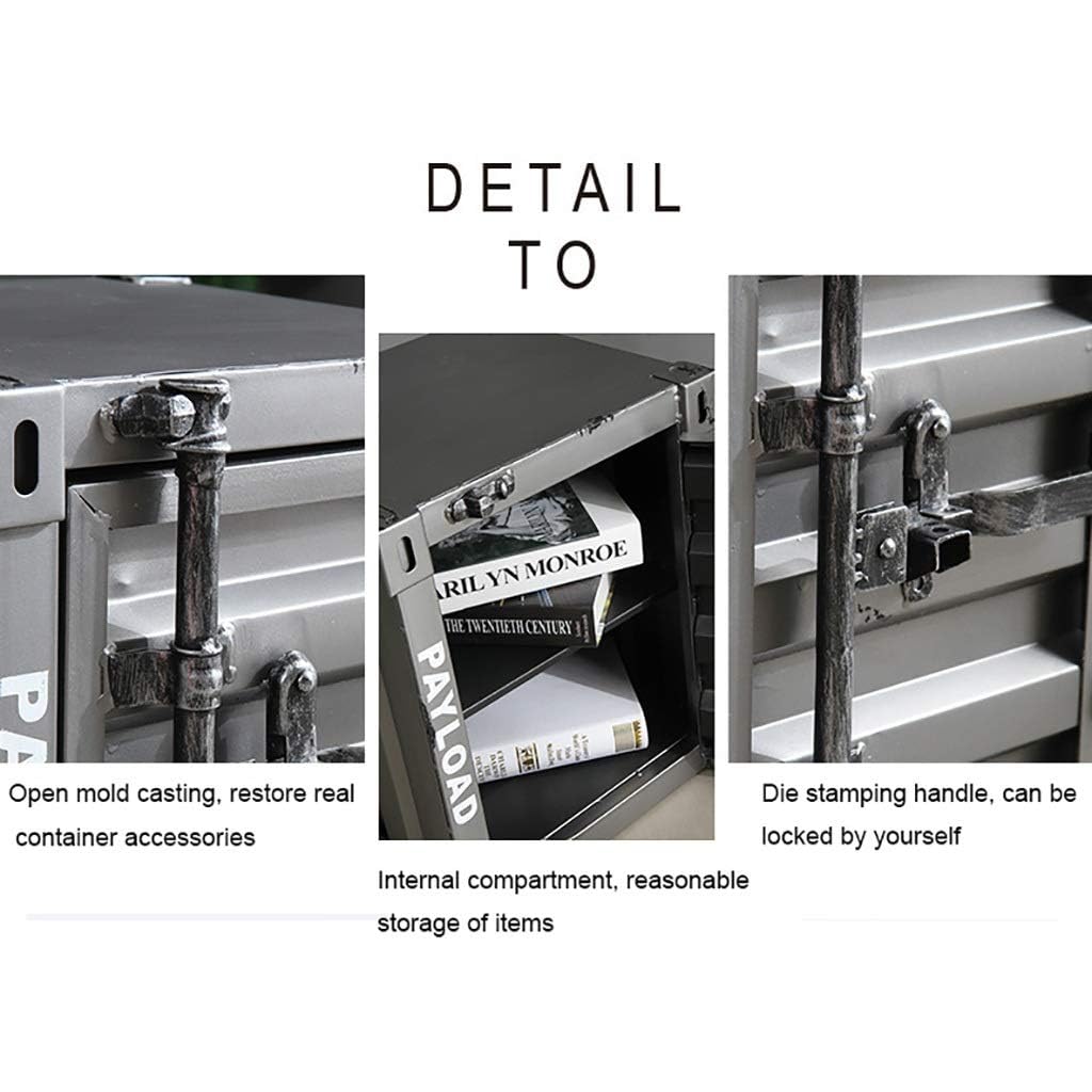 Tavolino, Mobile Contenitore Industriale per Il Vento, Comodino Nordico Multifunzionale in Ferro, Mobiletto per Camera da Letto E Soggiorno(Color:B)