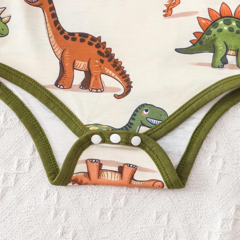 Newborn Baby Bodysuits Boy Clothes Essentials 3 Pack Short Sleeve Infant Summer Outfits Dinosaur Gifts Set
