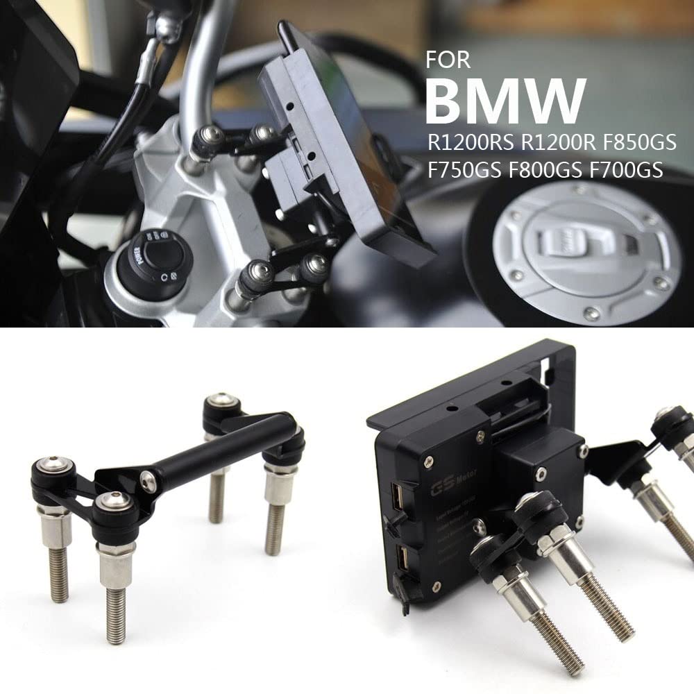 KASULER GPS motocykl uchwyt na telefon komórkowy GPS przedni stojak uchwyt na smartfon, dla, R1200RS R1200R F850GS F750GS F800GS F700GS Uchwyt na telefon motocyklowy(USB Phone clip)