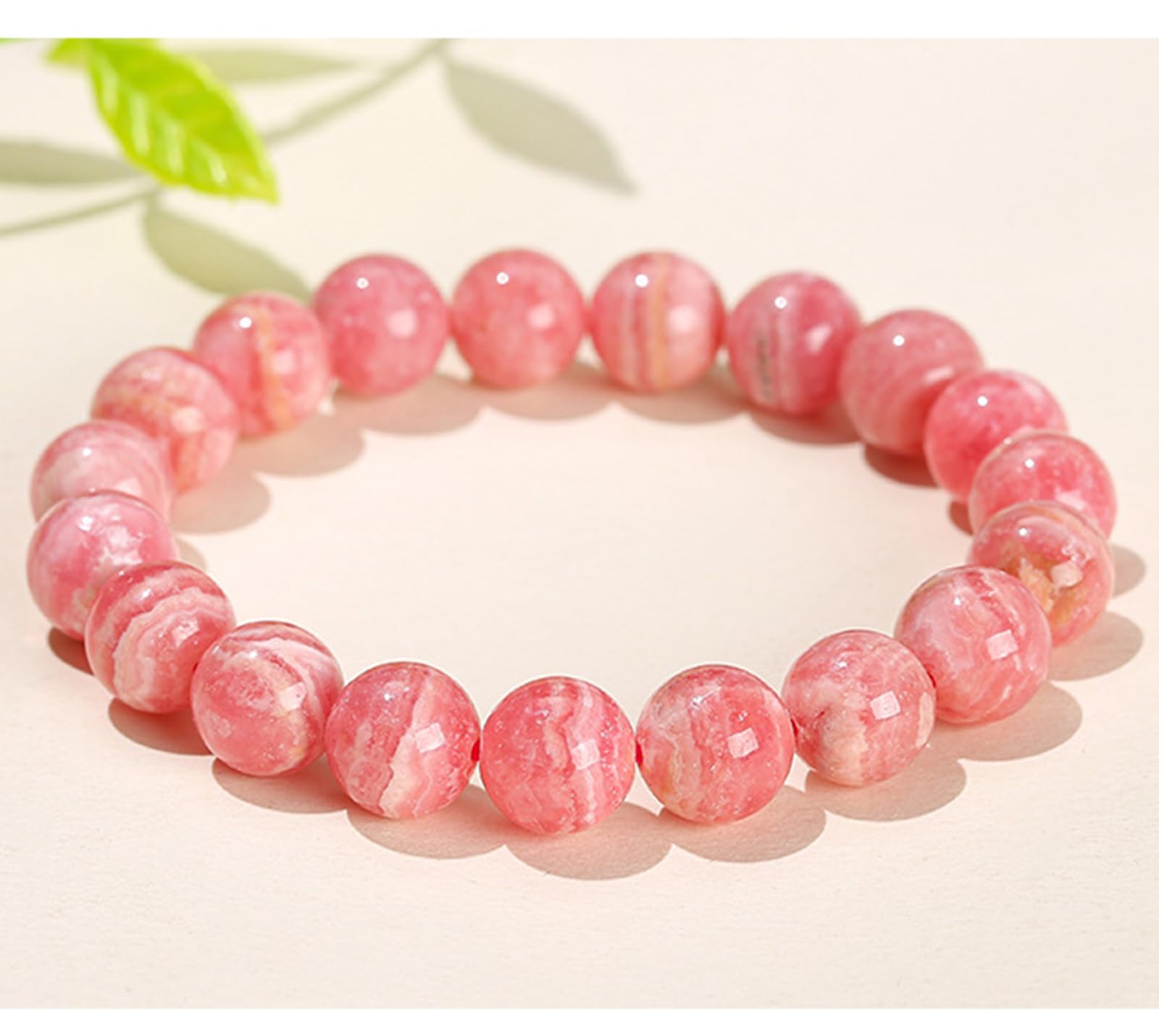 Bracciale in rodocrosite Naturale da Donna - Bracciale Elasticizzato a Filo Singolo con Perline di Pietra dell'amore autentica, Gioielli in Cristallo Eleganti e minimalisti,