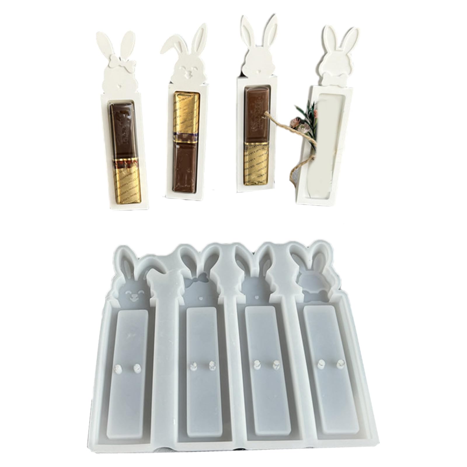 Xjdzineq Gift Box Silicone Chocolate Holder Epoxy Resin Molds Easters Rabbits Plasters Castings Easters Rabbits Gift Box Silicone