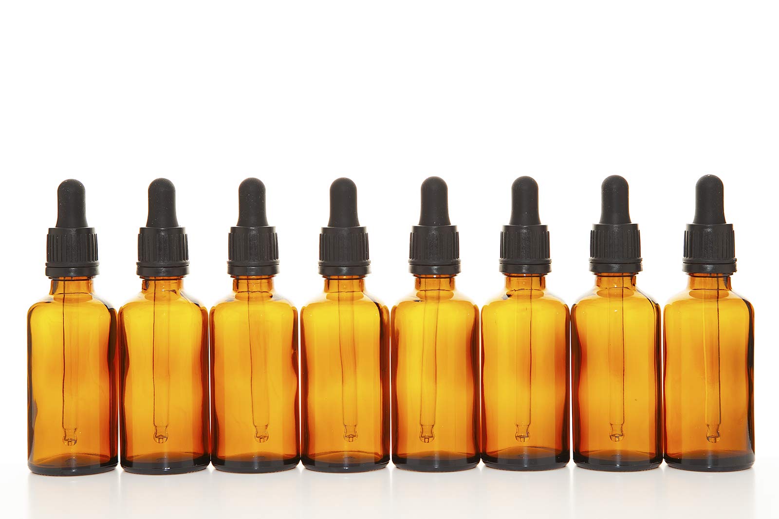 Aura Amber 50Ml Glass Bottles With Glass Pipettes - Pack Of 8