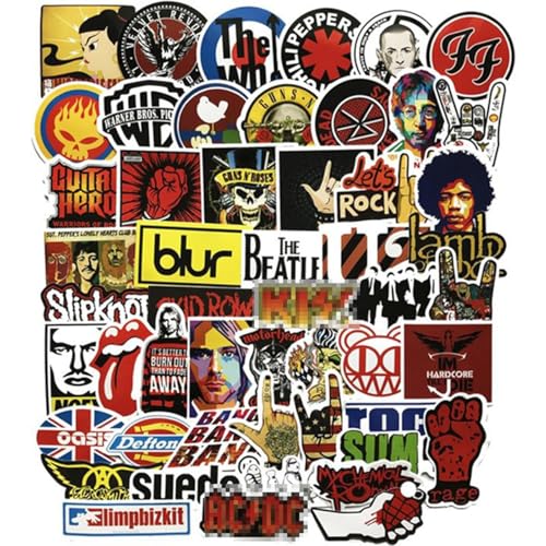 104 pièces Rock Band Autocollants, Musique Vinyle Imperméable Autocollant, Stickers Cool Punk Bomb, Design Tendance Hip-Hop et Graffiti pour Bande de Rock...