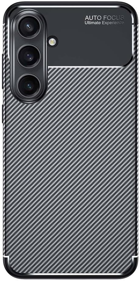 حافظة سيليكون كربونية سوداء أصلية متوافقة مع Spia Samsung Galaxy S24 FE (متوافقة مع Samsung Galaxy S24 FE، أسود)