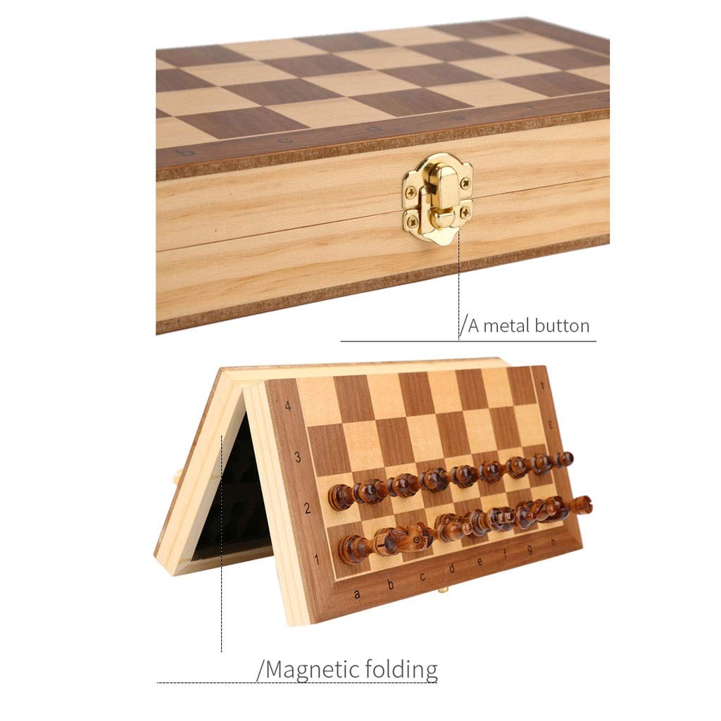 ZAW Schach Magnetische hölzerne faltende Schach-Set mit gefilztem Spiel-Board-Innenraum for Lagerschachbrett 29cm * 29cm, 2 extra Queens Chess (Größe : 29cm)